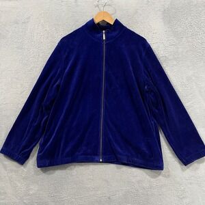 Norsport Vintage Velour Track Jacket Womens XL Full Zip Retro 90s